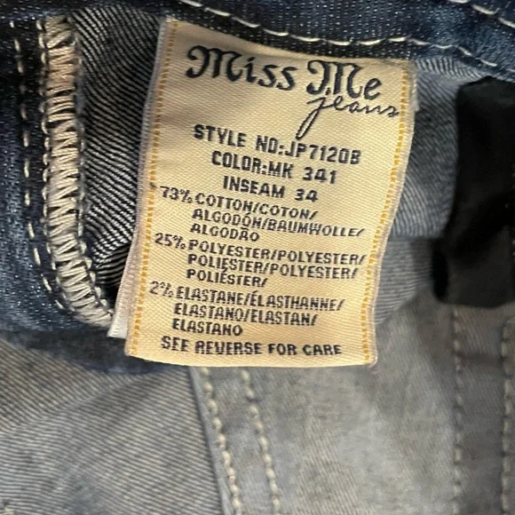 Miss Me Dark Blue Boot Cut Jeans with Embellished Pockets Size 28 - Picture 7 of 13